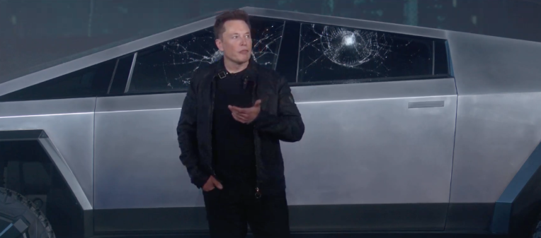 Tesla accidentally busted two windows on the Cybertruck while demonstrating how tough they are